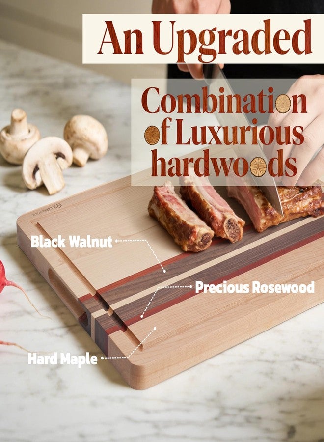 Cokka Praca Maple Cutting Board | Hard Wood Cutting Board for Kitchen | Wooden Serving Board with Holder | Made of Maple/Black Walnut/Rosewood | Striking Visual Wood Grain | Charcuterie Board - Image 5