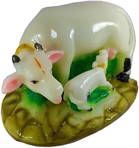 RIPE INDIA® Fengshui Wish Fulfilling Cow with Calf On Lucky Coins White Color Feng Shui Wealth Cow Showpiece - Image 5