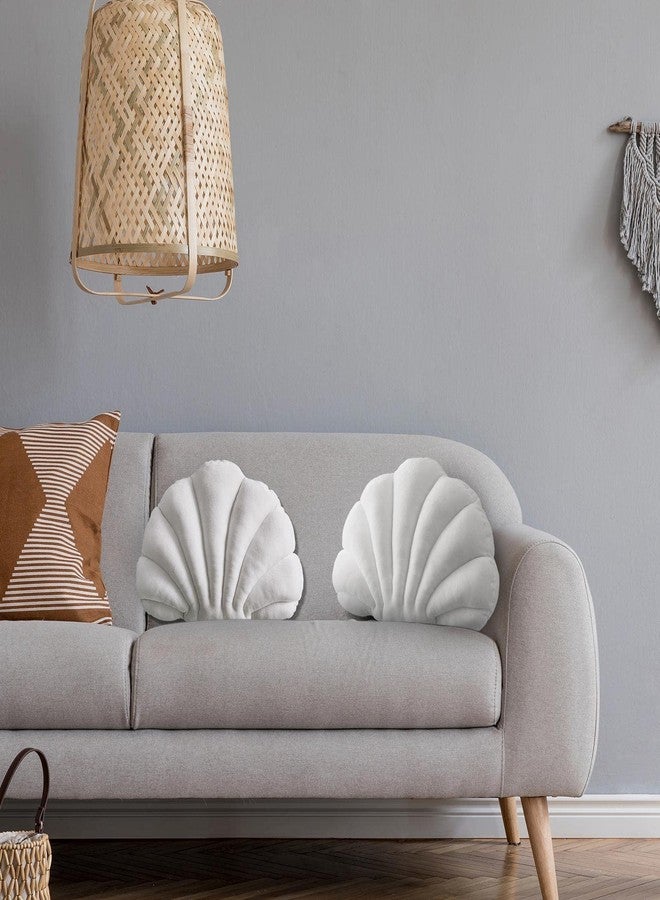 وسادة مزخرفة على شكل صدفة بحرية من مارسوي، ديكور لغرفة أنيقة، هدية لحفلات الكريسماس، وسادة كرسي ناعمة على شكل صدفة لطيفة للأريكة والسرير وغرفة المعيشة (أبيض، 13.4 × 9.8 بوصة) - Image 4