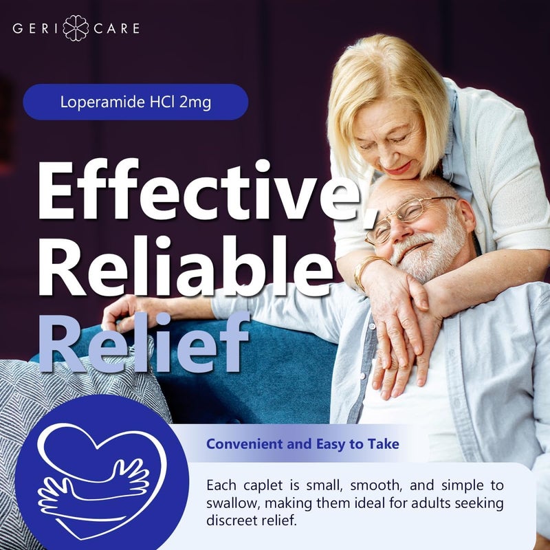 GeriCare AntiDiarrheal Loperamide HCI 2mg Controls Symptoms of Diarrhea Easy to Take Caplets Diarrhea and Stomach Relief 24 Count Pack of 1 - Image 5