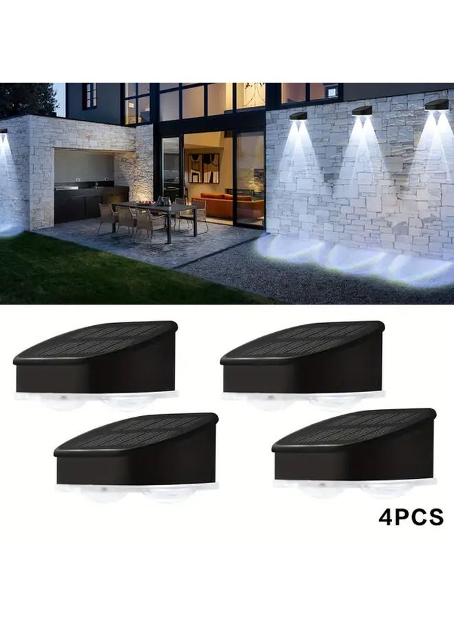 ضوء أبيض 4 قطع أضواء السياج الشمسية بطارية ليثيوم مطورة أوضاع ألوان RGB في الهواء الطلق - Image 1