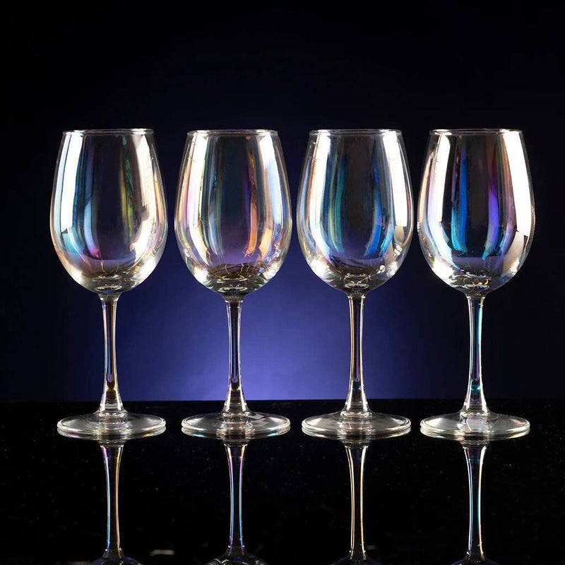 CYNFLEES Wine Glasses Long Stem Wine Glasses Rainbow Colored Premium LeadFree Glassware Set for Red and White Wine Ideal for Home Bar Restaurant Party400 ml Set of 2 - Image 4