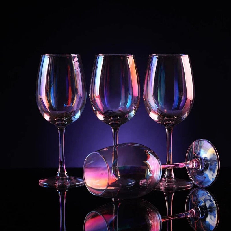 CYNFLEES Wine Glasses Long Stem Wine Glasses Rainbow Colored Premium LeadFree Glassware Set for Red and White Wine Ideal for Home Bar Restaurant Party400 ml Set of 2 - Image 2