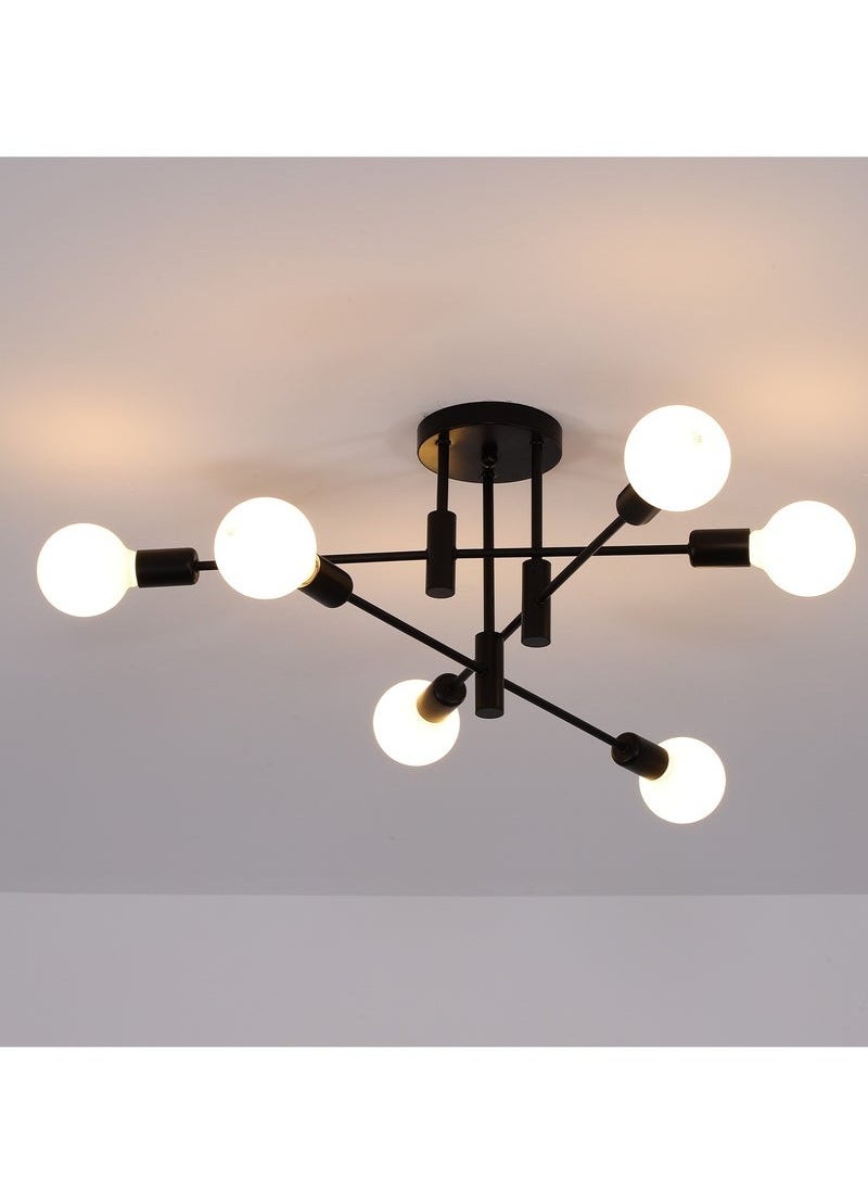 HOMESTAR Mid Century Sputnik Chandelier Modern Ceiling Lighting 6 Lights Adjustable Industrial Mount Pendant Light Fixture For Kitchen Living Dining Room Bedroom Foyer  - Image 1