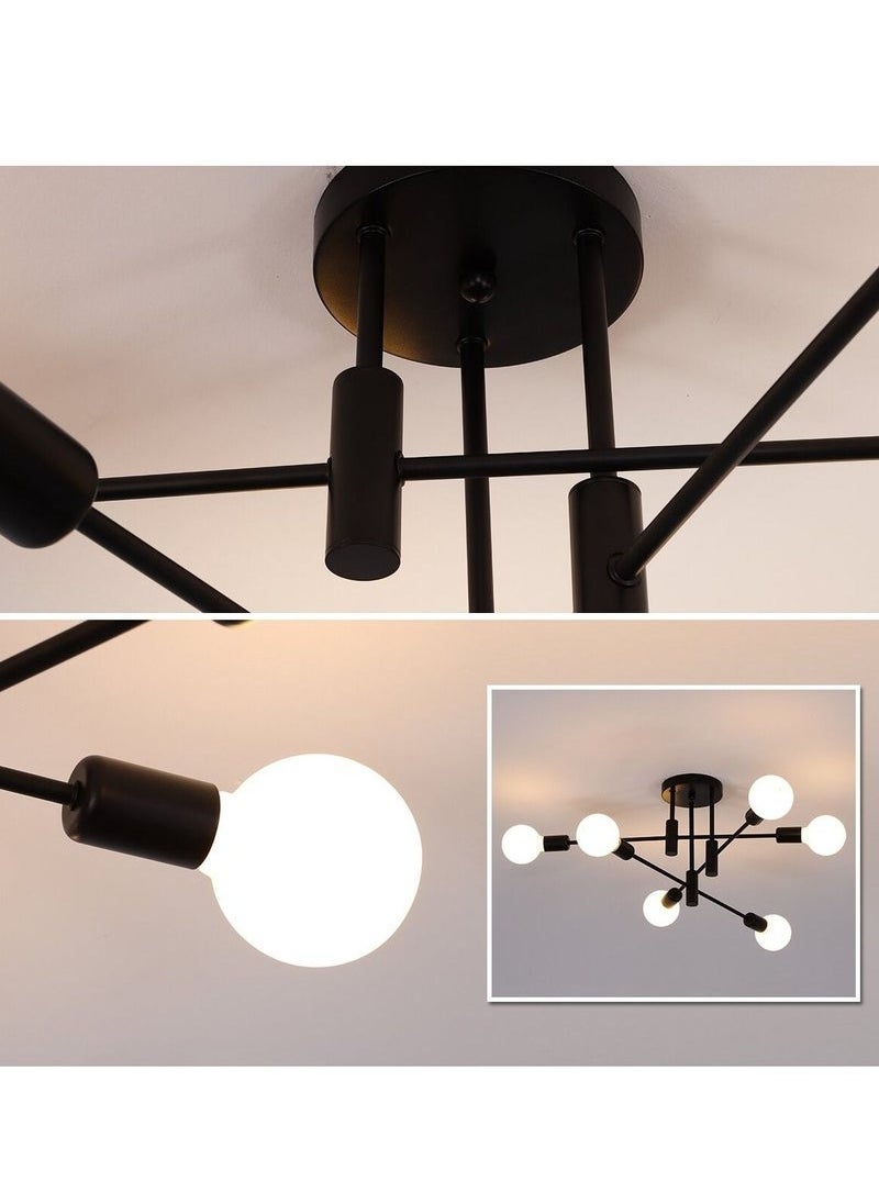HOMESTAR Mid Century Sputnik Chandelier Modern Ceiling Lighting 6 Lights Adjustable Industrial Mount Pendant Light Fixture For Kitchen Living Dining Room Bedroom Foyer  - Image 3