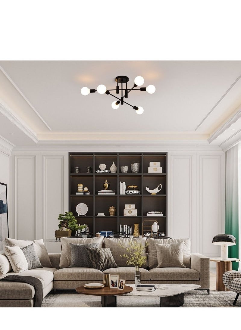 HOMESTAR Mid Century Sputnik Chandelier Modern Ceiling Lighting 6 Lights Adjustable Industrial Mount Pendant Light Fixture For Kitchen Living Dining Room Bedroom Foyer  - Image 4