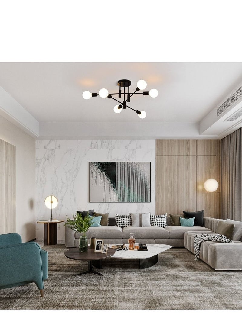 HOMESTAR Mid Century Sputnik Chandelier Modern Ceiling Lighting 6 Lights Adjustable Industrial Mount Pendant Light Fixture For Kitchen Living Dining Room Bedroom Foyer  - Image 5