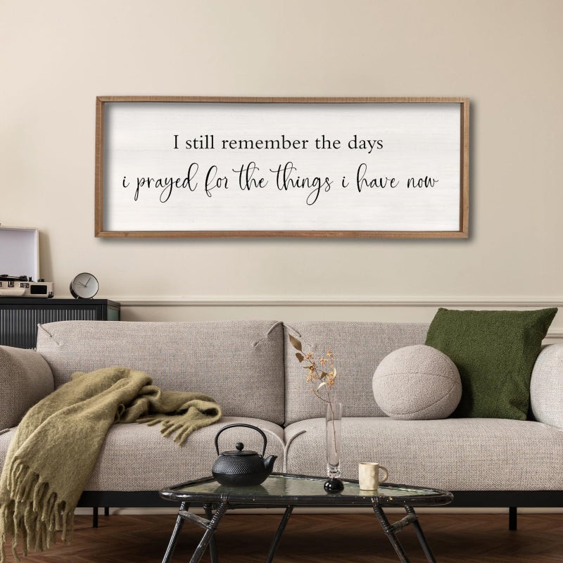 I Still Remember the Days I Prayed Sign 40 x 15 Large Living Room Wall Decor Wooden Vintage Framed Plaque Country Bedroom Hanging Home Farmhouse Inspirational I Prayed Wall Art Wood