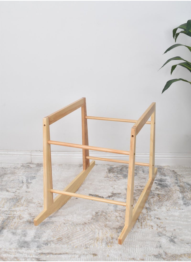 FUN MOMENT - Rattan Moses Basket with Wood Rocking Base - Image 1