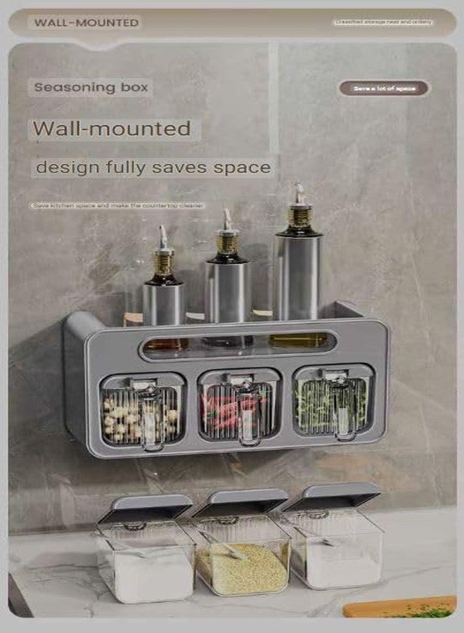 Azelf Wall Mount Spice Rack Organizer Set - Spice Boxes, Sugar Bowl, Salt Shaker, and Seasoning Container for Efficient Storage attractive stylish 3 spoon spice jar - Image 3