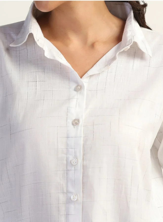 Take Two White Long Sleeve Button-Down Shirt