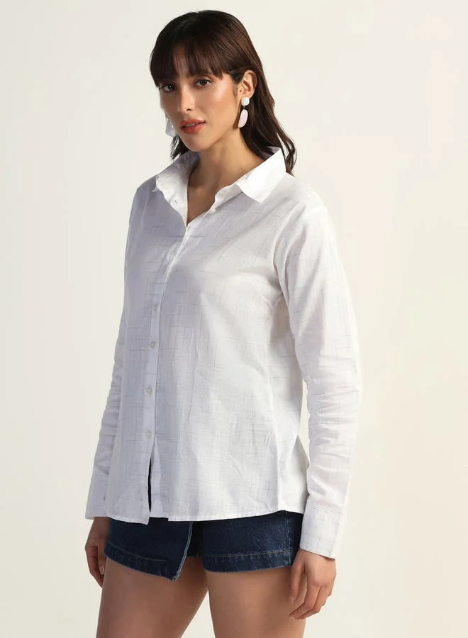 Take Two White Long Sleeve Button-Down Shirt