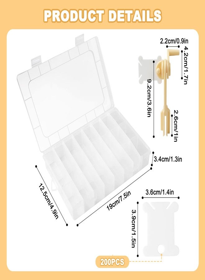 rolyta Embroidery Floss Organizer, 200 Pcs White Floss Bobbins with 1 Pcs Bobbin Winder, Plastic Embroidery Thread Organizer, Cross Stitch Thread Storage for DIY Sewing Craft - Image 4