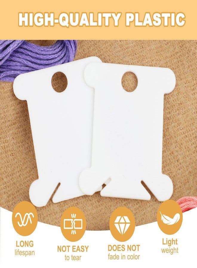rolyta Embroidery Floss Organizer, 200 Pcs White Floss Bobbins with 1 Pcs Bobbin Winder, Plastic Embroidery Thread Organizer, Cross Stitch Thread Storage for DIY Sewing Craft - Image 2