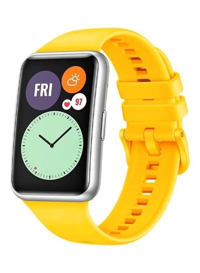 vesus Adjustable Silicone Sport Watch Bands Replacement Wristband Compatible With Huawei Watch Fit 2 Strap Bright Yellow