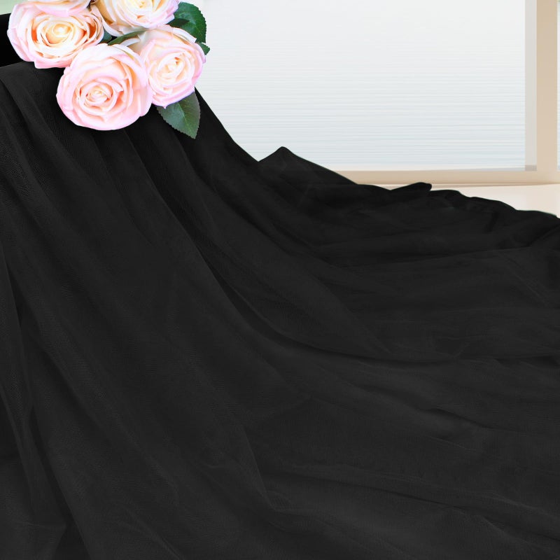 vveiiye Black Soft Mesh Fabric 54 Inch by 3 Yards, No Stretch Sheer Mesh Netting, Tulle Gauze Fabric for Wedding Dress Prom Gown Corset Base Dance Costume Crafts - Image 3