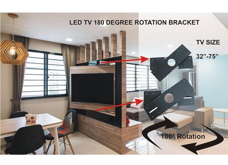 JBM MART 360° Rotating Bracket for TV | Room Partition Mount Stand | Compatible with 32-75 Inch LED | Modern Swivel Cabinet Design - Image 2