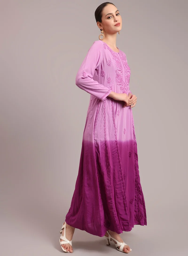 Alaya Hand Embroidered Chikankari Modal Ombre Jalabiya-AL4018