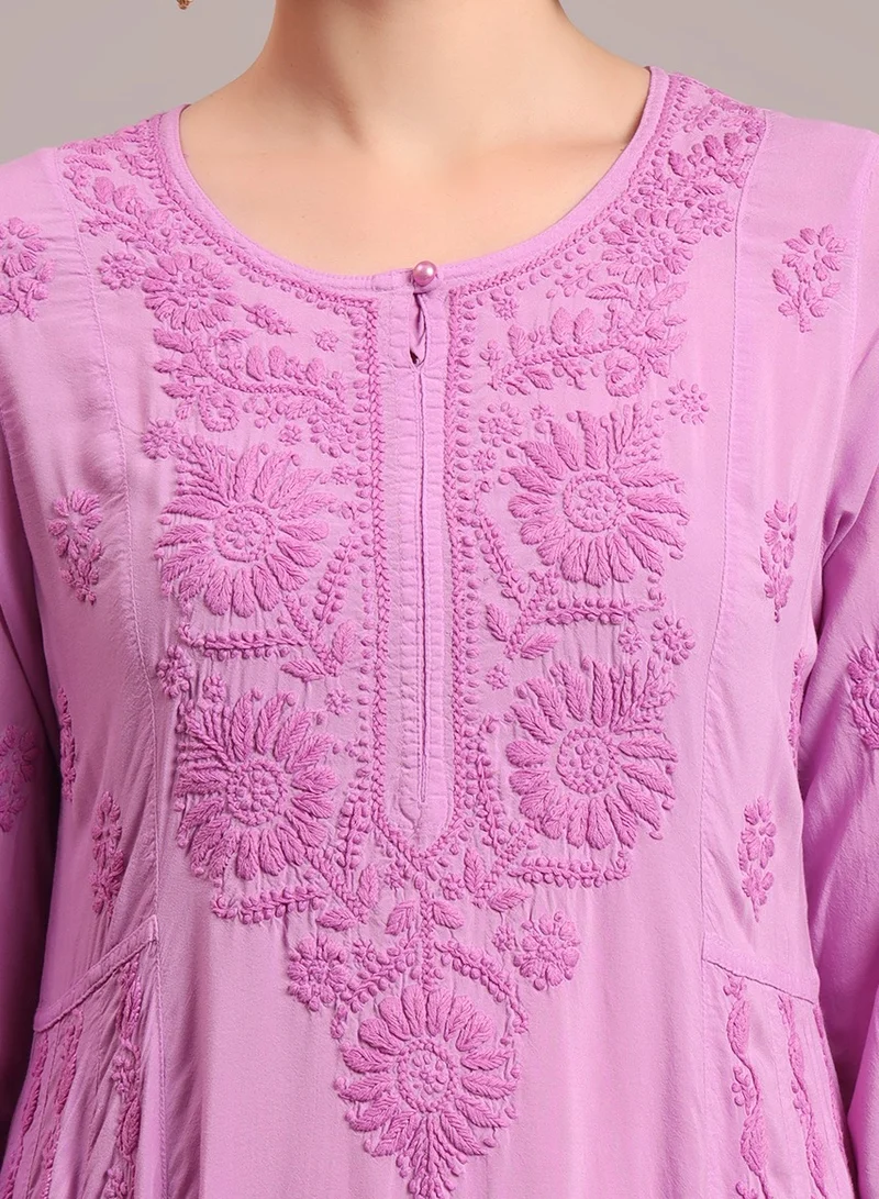 Alaya Hand Embroidered Chikankari Modal Ombre Jalabiya-AL4018