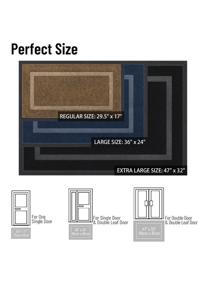 OLANLY Front Door Mat Indoor Outdoor Entrance, Waterproof All-Season, All-Weather Doormat, Sturdy Natural Rubber, Fade Resistant, Low Profile, Easy Clean Patio Porch Entryway Mat, 29.5X17, Black - Image 2