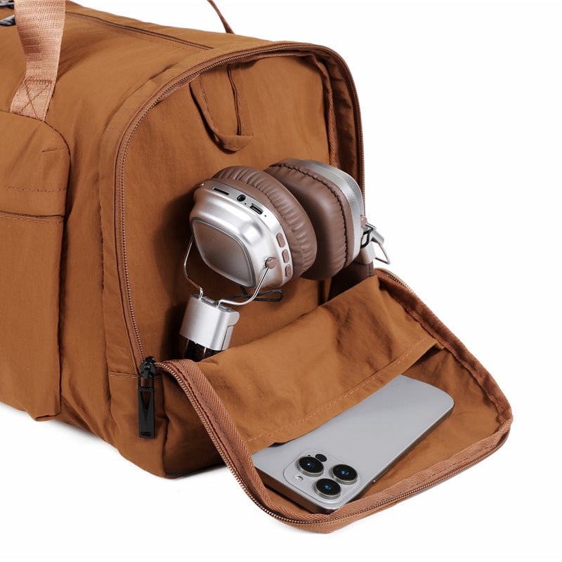 Foldable Waterproof Nylon Travel Tote Crossbody Bag with Shoe Compartment and Wet/Dry Separation - Image 3