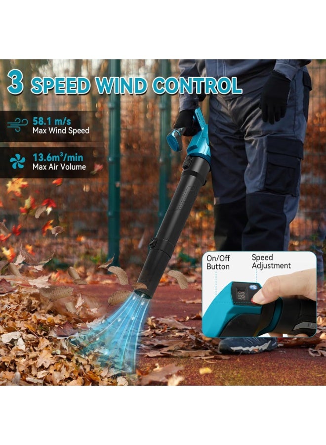 ZLH HITY Leaf Blower Cordless with 2 Battery and Charger, 580CFM/190MPH/28000RPM Lightweight Handheld Snow Dust 21V 3 Speed Modes Electric Blower for Lawn Care Patio Yard - Image 4