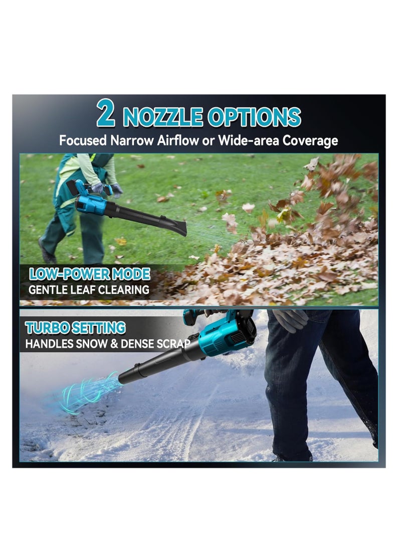 ZLH HITY Leaf Blower Cordless with 2 Battery and Charger, 580CFM/190MPH/28000RPM Lightweight Handheld Snow Dust 21V 3 Speed Modes Electric Blower for Lawn Care Patio Yard - Image 5