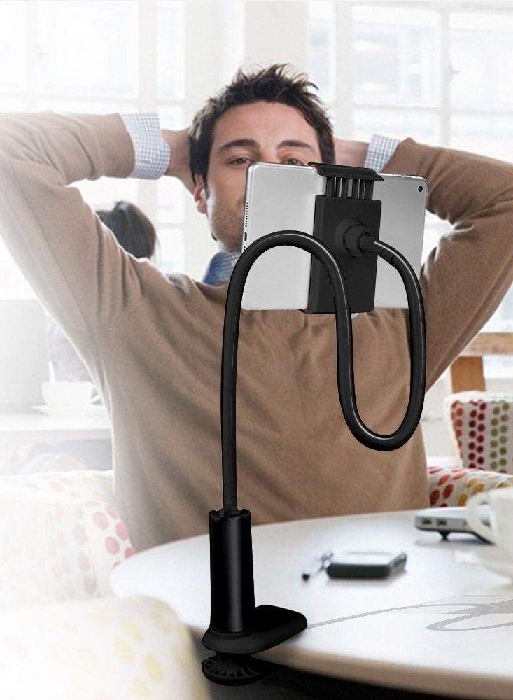Tablet Cellphone Stand Holder,Gooseneck Lazy Bracket For 4-10.6 Inches Iphone Ipad Gps Samsung Lg Blackberry Devices,360 Degree Rotating,27.5 Inches Flexible Arm - Black  - Image 1