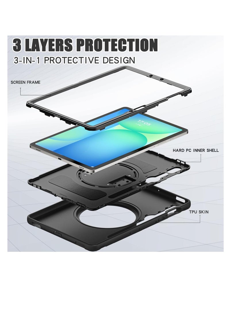 عام حافظة أطفال لوحي جالاكسي تاب S10 FE 2025/S9 FE 2023 مقاس 10.9 بوصة - غطاء متين مضاد للصدمات مع حامل دوار 360 درجة ورباط يدوي للحماية من السقوط - Image 5