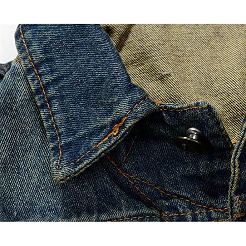NASKY Men's Fit Retro Ripped Denim Vest Sleeveless Lapel Jean Vest Jacket Waistcoat Top(XX-Large,Dark blue) - Image 3