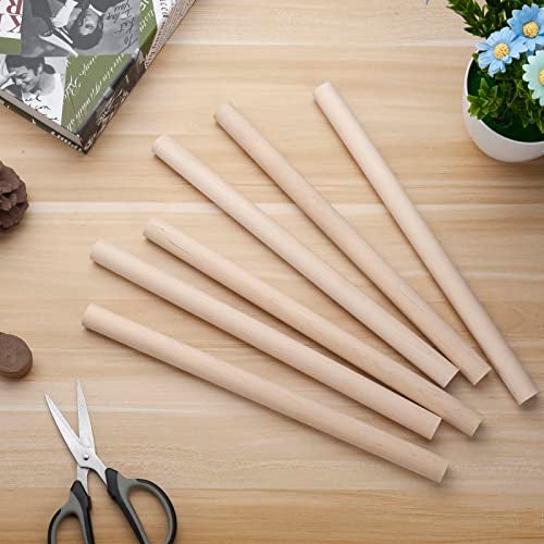 Coowayze 3/4 x 12 Wooden Dowels Wooden Sticks for Crafts, 6 PCS Macrame Wood Dowel Rods, Unfinished Hard Wood Sticks for Crafting, Arts and DIYers, Tiered Cake Support and Wedding Ribbon Wands - Image 4