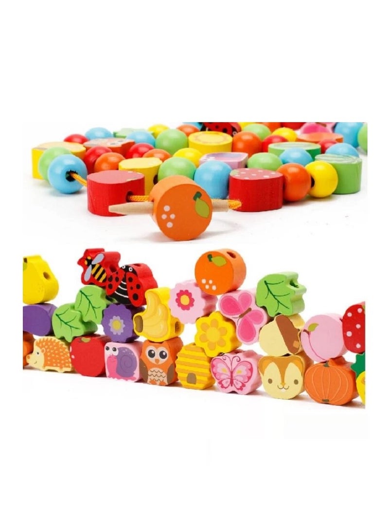 عام تعلم لعاب شجرة فاكهة كرتون خرز خشبية - Image 4