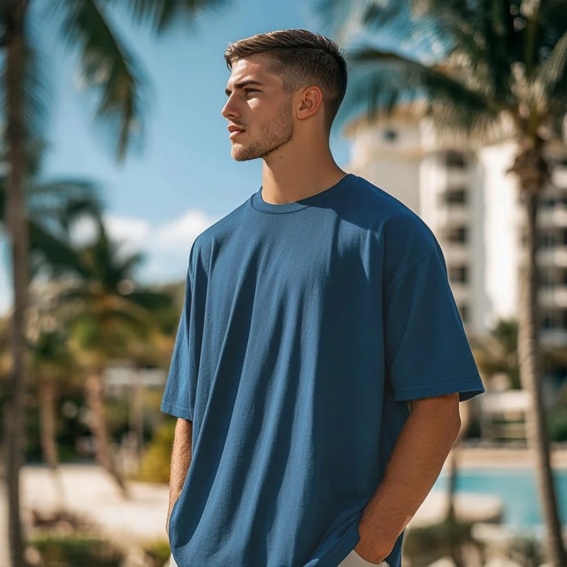 NOBERO  Oversized Blue T-Shirt for Men for Men | Best Price UAE