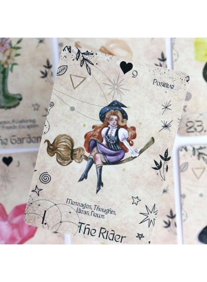 NIBEMINENT 10.4 × 7.3 cm. The Enigmatic Moon - Lernandodrome Divination Book: A complete deck consisting of 36 cards, equipped with keywords and "yes/no" indicators, used for spiritual divination. - Image 3