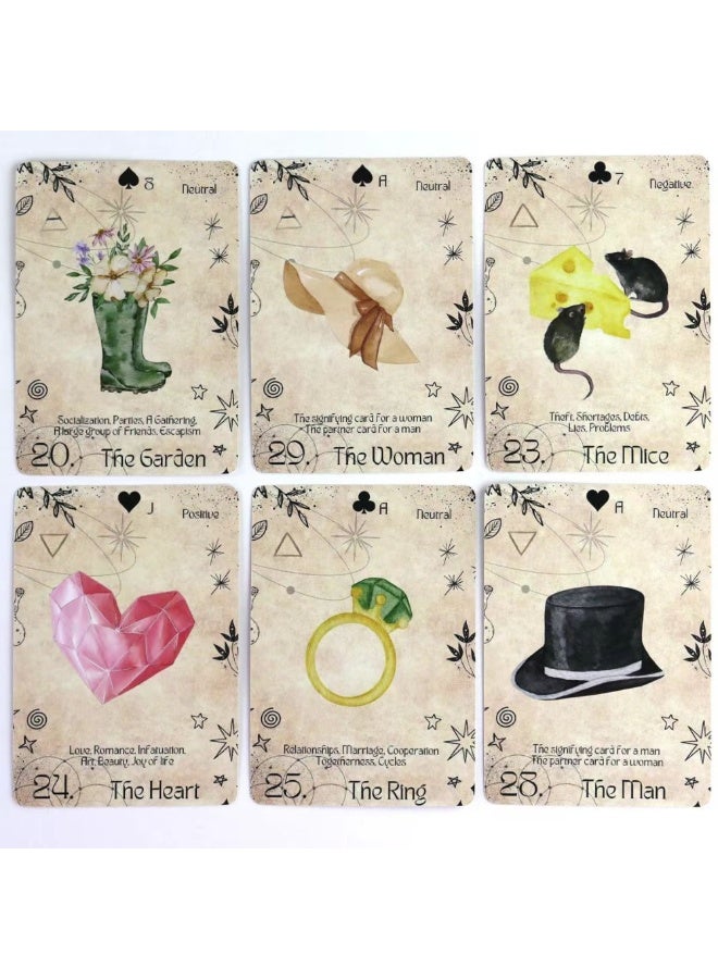 NIBEMINENT 10.4 × 7.3 cm. The Enigmatic Moon - Lernandodrome Divination Book: A complete deck consisting of 36 cards, equipped with keywords and "yes/no" indicators, used for spiritual divination. - Image 2