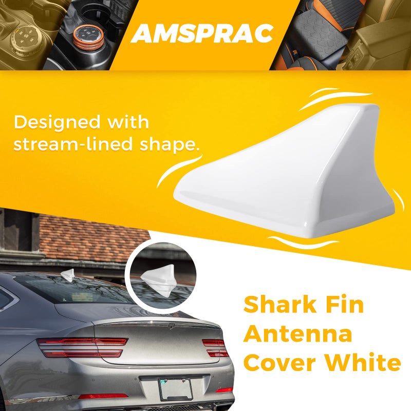 Generic AMSPRAC Shark Fin Antenna Cover,Car Antenna Caps fit for Kia Optima 2014-2020,Sonata 2015 2016 2018 2019,Genesis Sedan G80 2015-2017,Genesis Coupe 2013-2015,Elantra Sedan 2011-2016,(Not Sport) White  - Image 2
