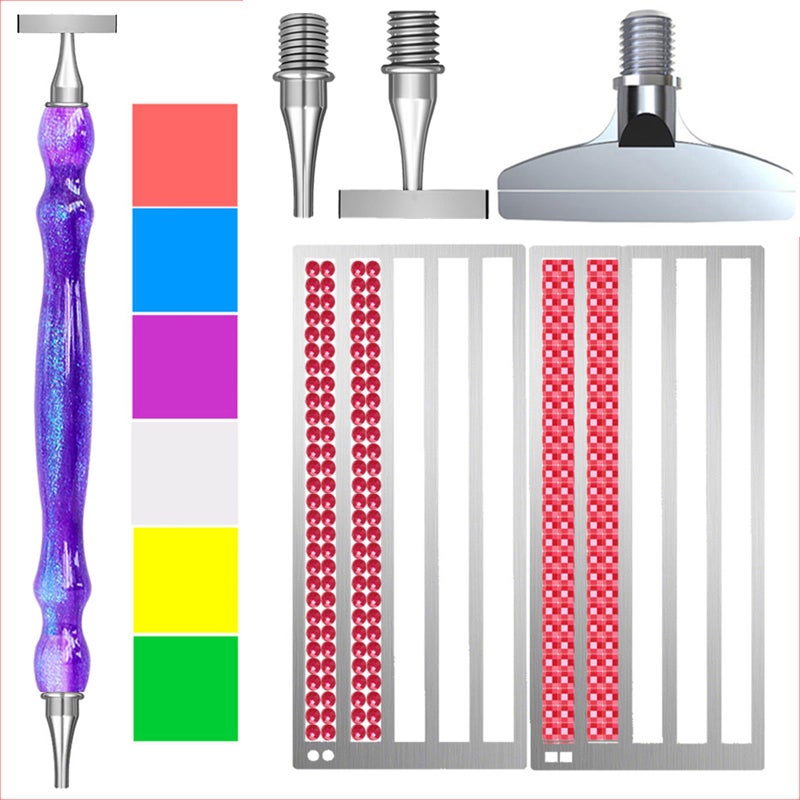 LEIYULY 12 PCS Diamond Art Pen with Ruler 17 Beads Stainless Steel Nibs and Square Round Diamond Art Ruler Ergonomic Diamond Art Pen 5D Diamond Painting Pens Tools Diamond Art Kits for Adults - Image 3