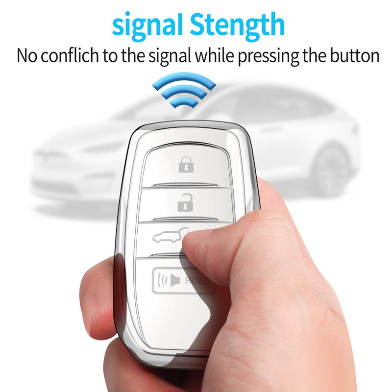 Tukellen for Toyota Key Fob Cover TPU Soft Protective Case for 2025-2026 Camry 4 Runner 2019-2026 Venza, Land Cruiser,2023-2026 Tacoma Grand Highlander,Corolla,bZ4X,Prius 4-5 Buttons (White) - Image 5