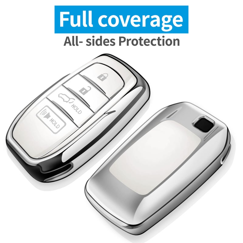 Tukellen for Toyota Key Fob Cover TPU Soft Protective Case for 2025-2026 Camry 4 Runner 2019-2026 Venza, Land Cruiser,2023-2026 Tacoma Grand Highlander,Corolla,bZ4X,Prius 4-5 Buttons (White) - Image 3