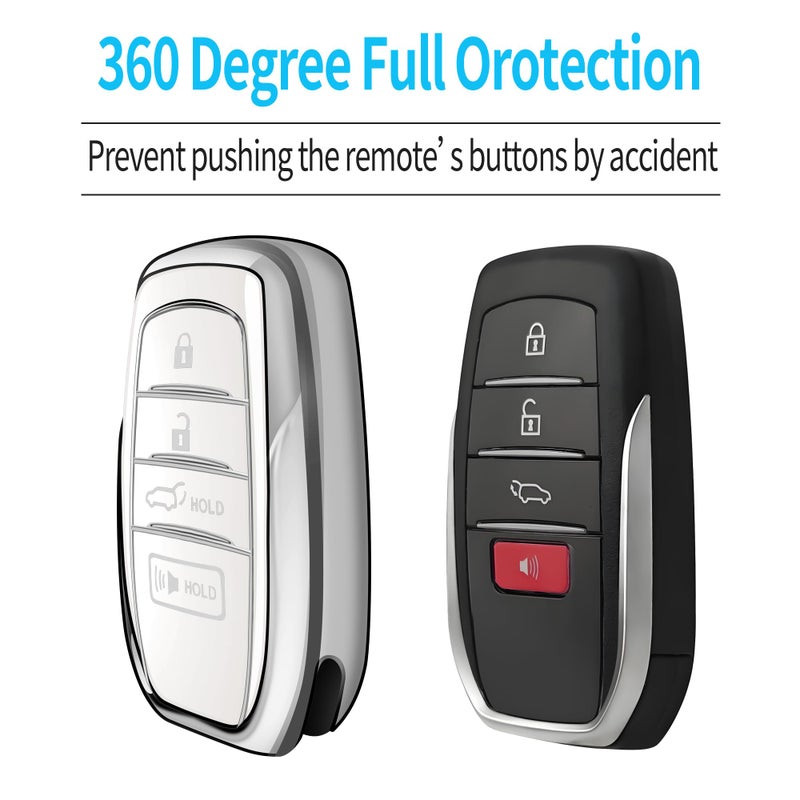 Tukellen for Toyota Key Fob Cover TPU Soft Protective Case for 2025-2026 Camry 4 Runner 2019-2026 Venza, Land Cruiser,2023-2026 Tacoma Grand Highlander,Corolla,bZ4X,Prius 4-5 Buttons (White) - Image 4