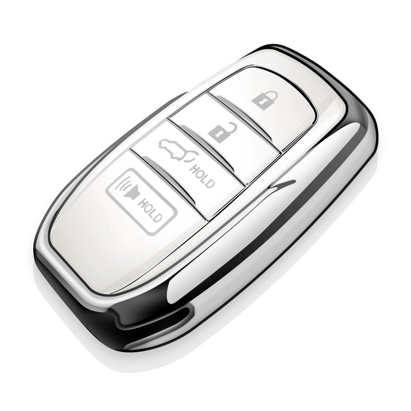 Tukellen for Toyota Key Fob Cover TPU Soft Protective Case for 2025-2026 Camry 4 Runner 2019-2026 Venza, Land Cruiser,2023-2026 Tacoma Grand Highlander,Corolla,bZ4X,Prius 4-5 Buttons (White) - Image 1
