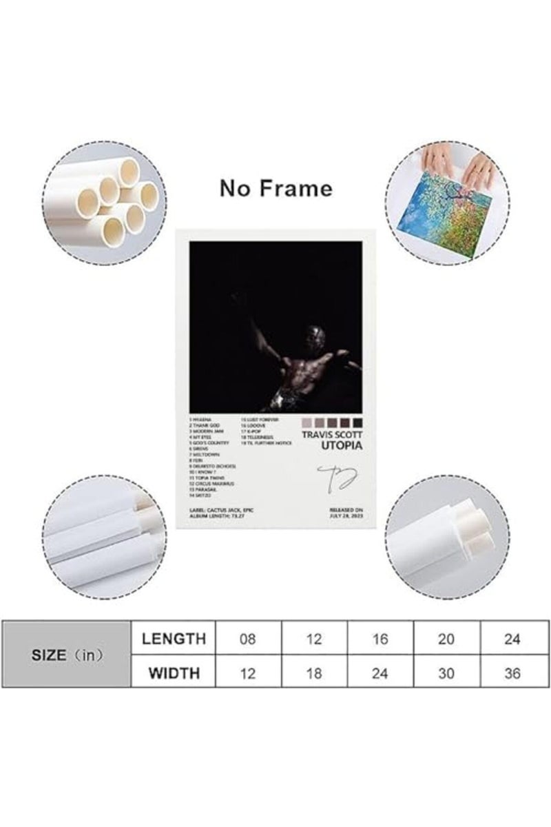 LUOWEI Travis Poster Scott Utopia Album Cover Posters for Bedroom Canvas Posters for Room Aesthetic Wall Art Decor 12x18inch(30x45cm), Unframe-style - Image 2