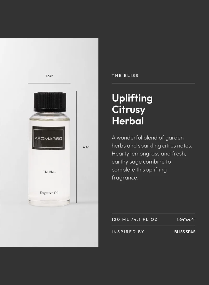 AROMA360 The Bliss Fragrance Oil Blend - Hotel Inspired for Luxury Essential Oil Diffusers - Aromatherapy Scent Diffuser Oil - Lemon Zest, Bergamot, and Jasmine