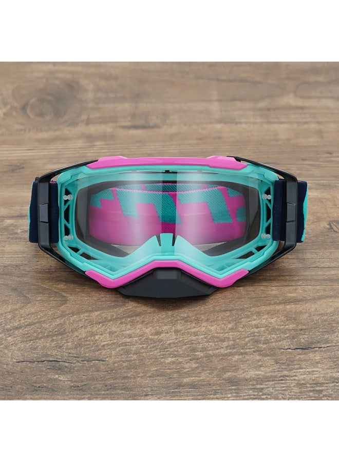 Spot Motorcycle Goggles Wind & Sand Dustproof Helmet Goggles with Transparent Lens (Pink/Blue/Black Frame)