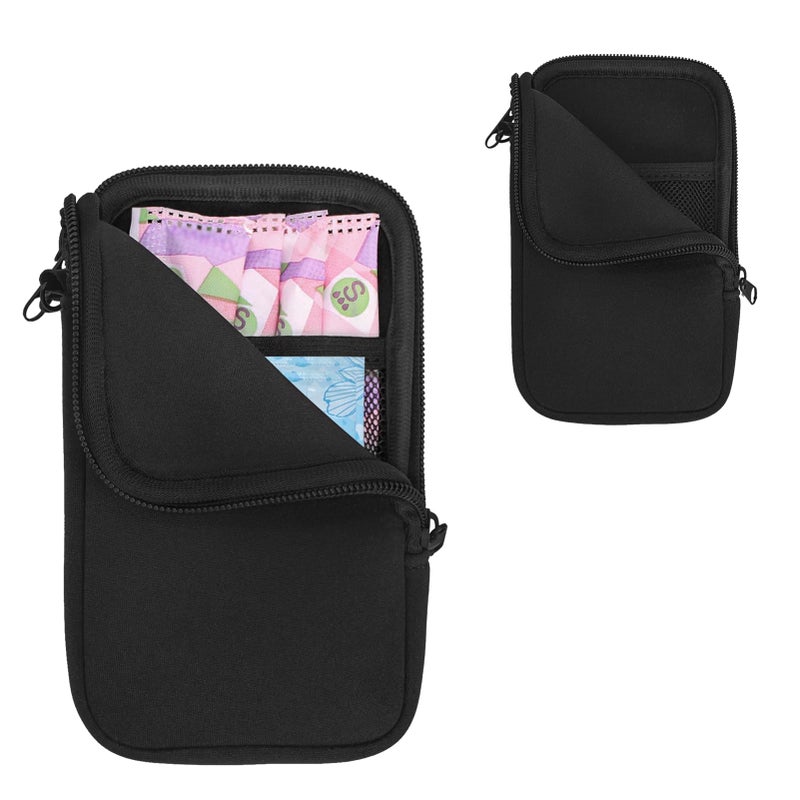 Klawdsky Tampon Holder for Purse, Portable Tampon Bag Organizer Case for Womenâ€™s Purse, Travel-Friendly Discreet Period Bag for Feminine Products, Waterproof Pad Bag, Black(Bag Only) - Image 1