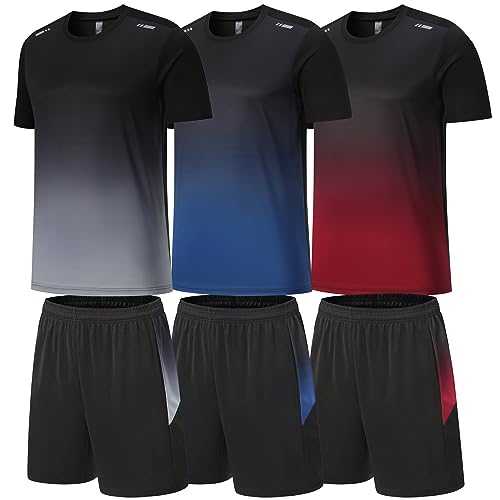 BOOMCOOL Gym Clothes for Men Workout Shirts Sets Outfits 3 Pack for Running Football Athletic Exercise Fit for Out T Sports - Image 1