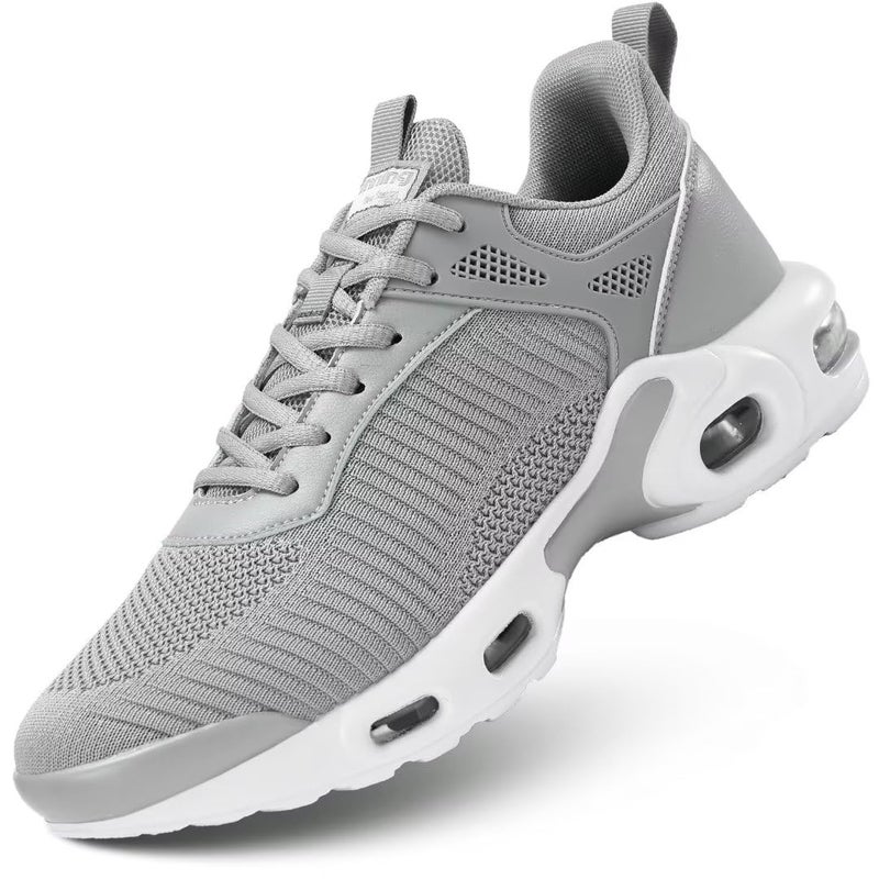 Kapsen Mens Air Running Shoes Non Slip Fashion Sneakers Breathable Walking Shoes Athletic Mesh Workout Casual Sports Shoes Grey