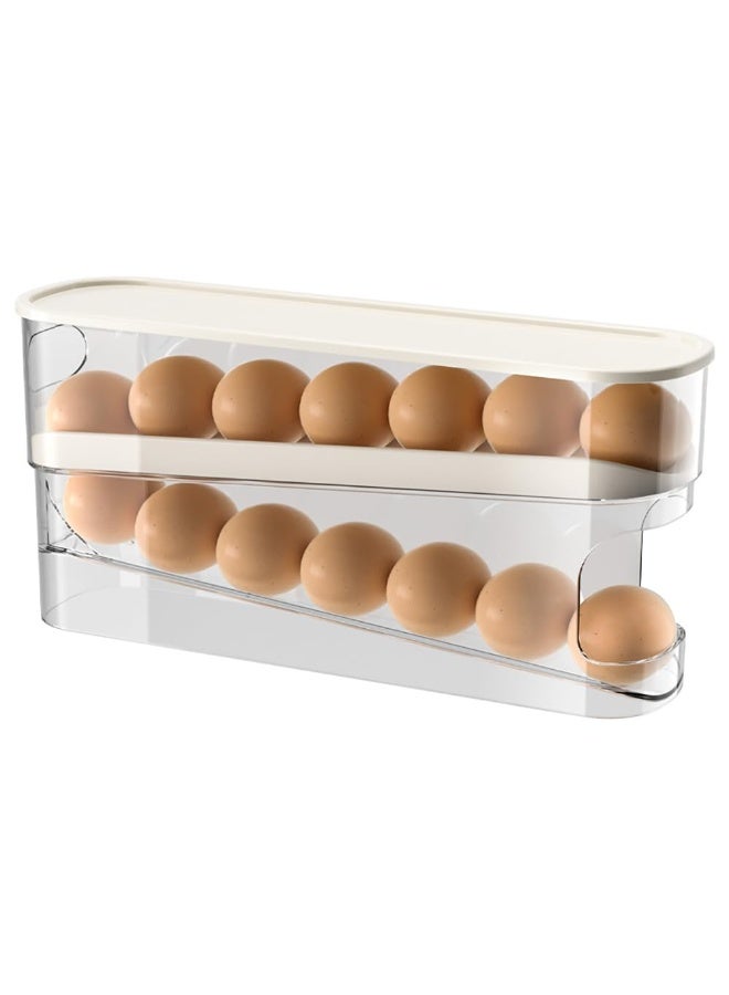 Anmi Egg Holder for Refrigerator, Automatic Rolling Egg Container & Dispenser | Stackable Clear Plastic Egg Tray with Lid, Kitchen Fridge Organizers and Storage - Image 5