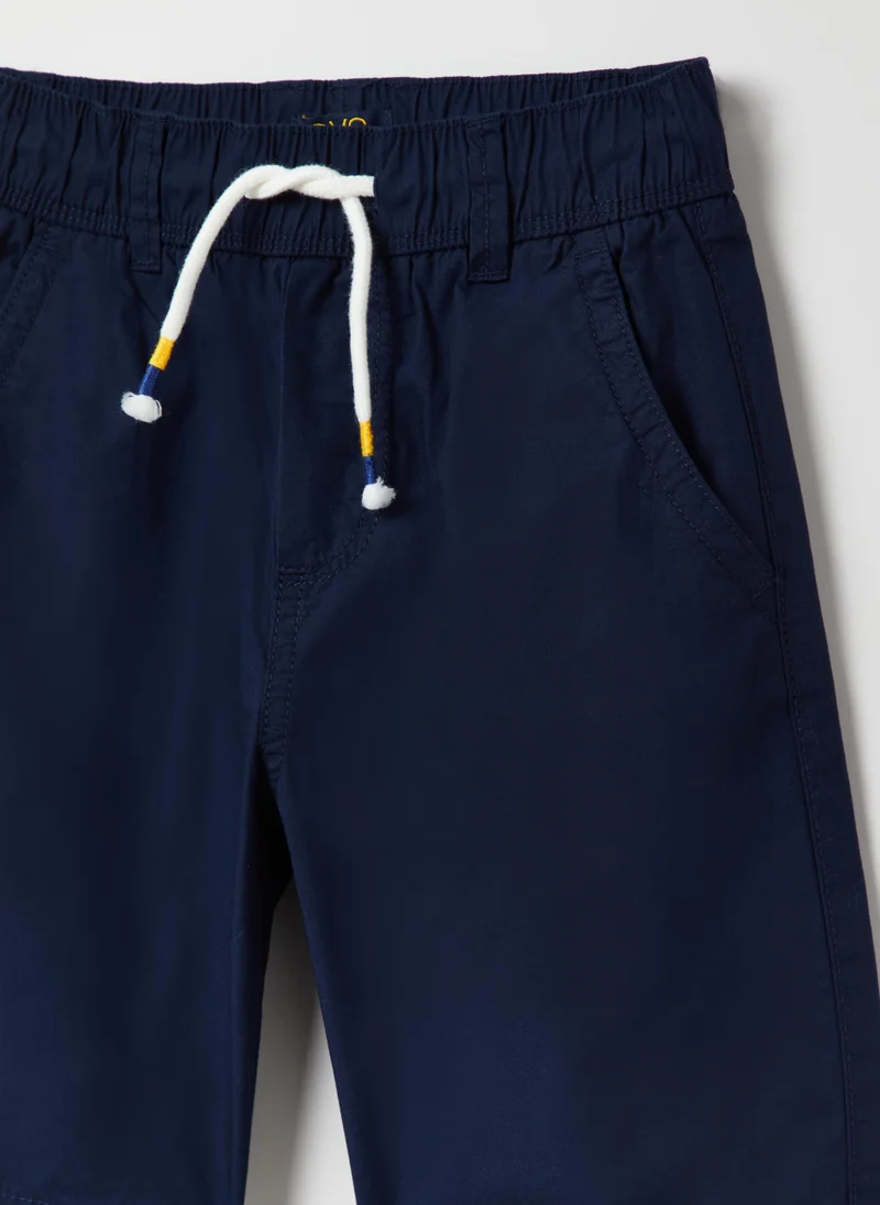 Ovs Cotton Bermuda shorts with drawstring