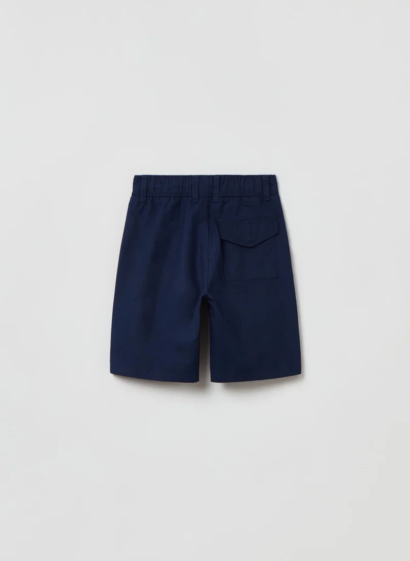 او في اس Cotton Bermuda shorts with drawstring